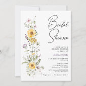 Invitation Fête des mariées Fleur sauvage violet jaune (Devant)