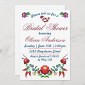 Invitation Fête des mariées fleurie d'art populair (Devant / Derrière)