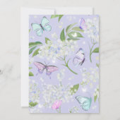Invitation Fête des mariées fleurie de papillon lavande viole (Dos)