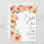 Invitation Fête des mariées fleurie d'été jaune-orange botani (Devant)