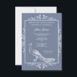 Invitation Fête des mariées fleurie Dusty Blue Peacock<br><div class="desc">Créez un invitation unique tout seul avec une invitation à la douche nuptiale Dusty Blue Peacock Flourish. Le design de l'invitation présente un élégant paon orné de fleurs. Personnalisez avec le nom de la mariée avec les détails de la douche de la mariée. Papier à lettres mariage supplémentaire disponible avec...</div>