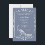 Invitation Fête des mariées fleurie Dusty Blue Peacock<br><div class="desc">Créez un invitation unique tout seul avec une invitation à la douche nuptiale Dusty Blue Peacock Flourish. Le design de l'invitation présente un élégant paon orné de fleurs. Personnalisez avec le nom de la mariée avec les détails de la douche de la mariée. Papier à lettres mariage supplémentaire disponible avec...</div>