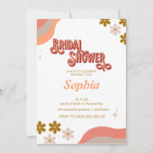 Invitation Fête des mariées fleurie Les années 70 rétro (Devant)