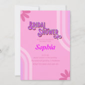 Invitation Fête des mariées fleurie Les années 70 rétro (Devant)