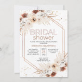 Invitation Fête des mariées fleurie rose de Boho géométrique  (Devant)