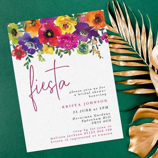 Invitation Fête des mariées Fleurs colorées Fiesta