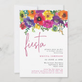 Invitation Fête des mariées Fleurs colorées Fiesta (Devant)