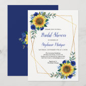 Invitation Fête des mariées Fleurs de soleil géométrique Flor (Devant / Derrière)