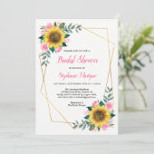 Invitation Fête des mariées Fleurs de soleil géométrique Flor (Debout devant)
