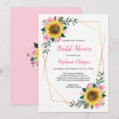 Invitation Fête des mariées Fleurs de soleil géométrique Flor (Devant / Derrière)