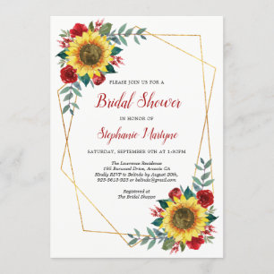 Invitation Fête des mariées Fleurs de soleil géométrique Flor