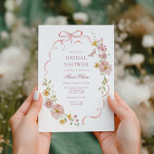 Invitation Fête des mariées Fleurs et vaches roses