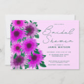 Invitation Fête des mariées | Fleurs roses néon (Devant)