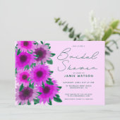 Invitation Fête des mariées | Fleurs roses néon (Debout devant)