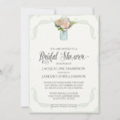 Invitation Fête des mariées Fleurs rustiques Mason Jar Typogr (Devant)