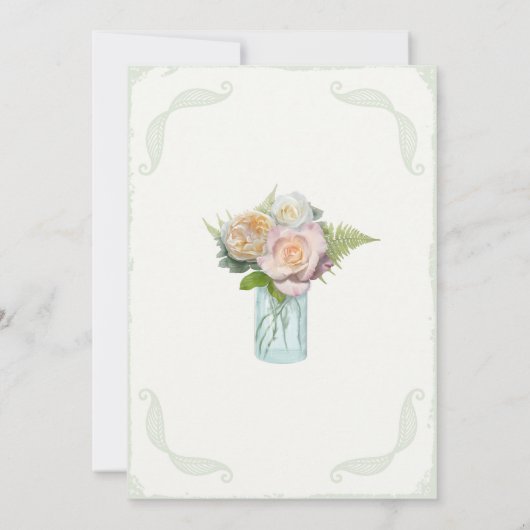 Invitation Fête des mariées Fleurs rustiques Mason Jar Typogr (Dos)
