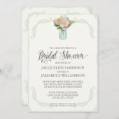 Invitation Fête des mariées Fleurs rustiques Mason Jar Typogr (Devant / Derrière)