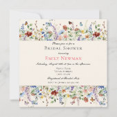 Invitation Fête des mariées Fleurs sauvages et papillons d'ét (Devant)