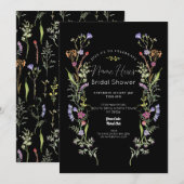 Invitation Fête des mariées Fleurs sauvages Floral Ditsy Dark (Devant / Derrière)