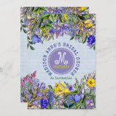 Invitation Fête des mariées Fleurs sauvages Monogramme Vintag (Devant / Derrière)