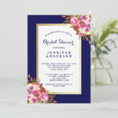 Invitation Fête des mariées floral chic | Marine b (Debout devant)