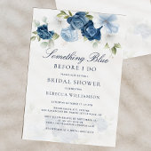 Invitation Fête des mariées Floral Dusty Bleu Script