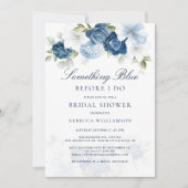Invitation Fête des mariées Floral Dusty Bleu Script (Devant)