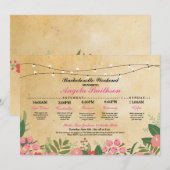 Invitation Fête des mariées Floral Itinéraire Bachelorette In (Devant / Derrière)