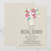 Invitation Fête des mariées Floral Mason Jar (Devant / Derrière)