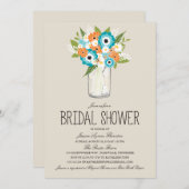 Invitation Fête des mariées Floral Mason Jar (Devant / Derrière)