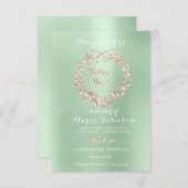 Invitation Fête des mariées Floral Mint Rose Rose Or (Devant / Derrière)