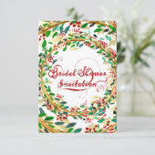 Invitation Fête des mariées Floral Or Bourgogne Vert Rouge (Debout devant)