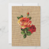 Invitation Fête des mariées Floral Red Roses Burlap Invitatio (Dos)