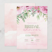 Invitation Fête des mariées Floral rose Fête des mariées mode (Devant / Derrière)