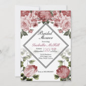 Invitation Fête des mariées - Floral rose foncé (Devant)