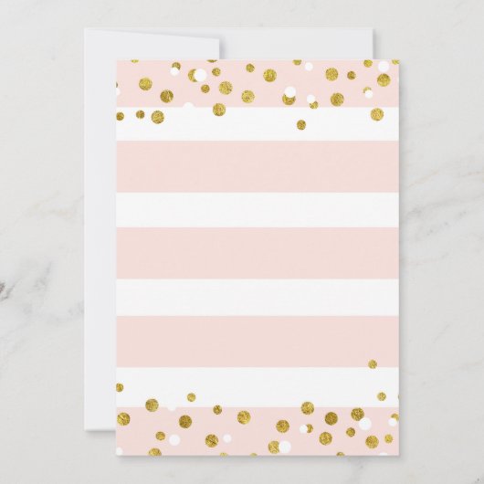 Invitation Fête des mariées Floral rose stries Gold Confetti (Dos)