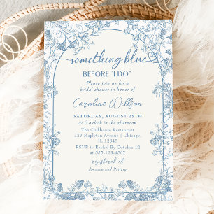 Invitation Fête des mariées Floral Toile bleu Chinoiserie