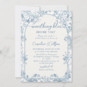 Invitation Fête des mariées Floral Toile bleu Chinoiserie (Devant)