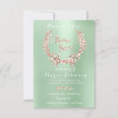 Invitation Fête des mariées Floral Wreath Rose Gold Mint Gree (Devant)
