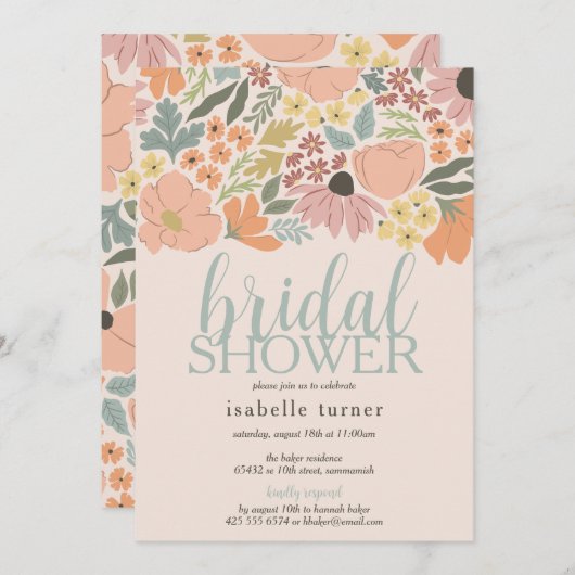 Invitation Fête des mariées florale (Devant / Derrière)