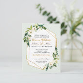 Invitation Fête des mariées florale à cadre géométrique Gold  (Debout devant)