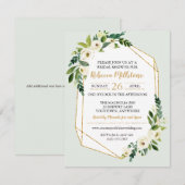 Invitation Fête des mariées florale à cadre géométrique Gold  (Devant / Derrière)