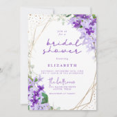 Invitation Fête des mariées florale à cadre géométrique viole (Devant)