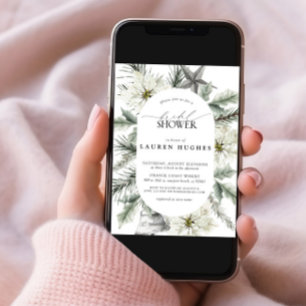 Invitation Fête des mariées florale À feuillage persistant d'