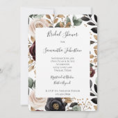 Invitation Fête des mariées florale à la crème de Bourgogne c (Devant)