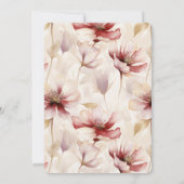 Invitation Fête des mariées florale à la crème rouge bordeaux (Dos)