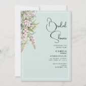 Invitation Fête des mariées florale à la menthe rose pâle (Devant)