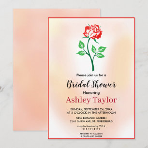 Invitation Fête des mariées florale à rose roux rose pâle