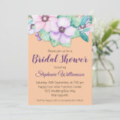 Invitation Fête des mariées florale Apricot (Debout devant)