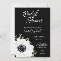 Fête des mariées florale aux anémones blancs noirs